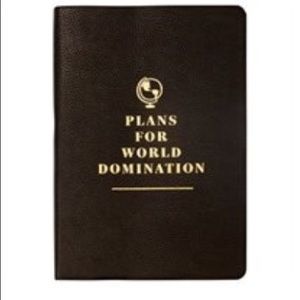 Indigo LEATHER NOTEBOOK, WORLD DOMINATION